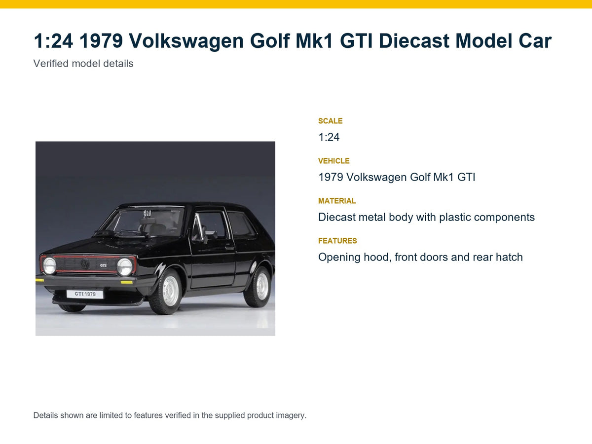 1:24 1979 Volkswagen Golf Mk1 GTI verified model details