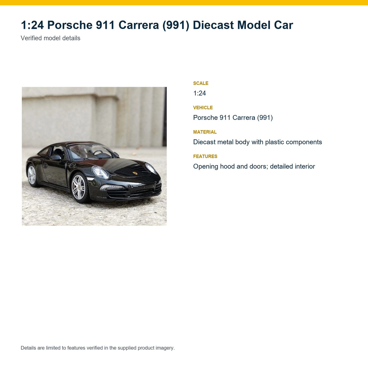 1:24 Porsche 911 Carrera (991) verified model details
