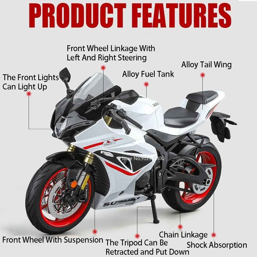 1:9 Suzuki GSX-1000R Diecast Motorcycle Model