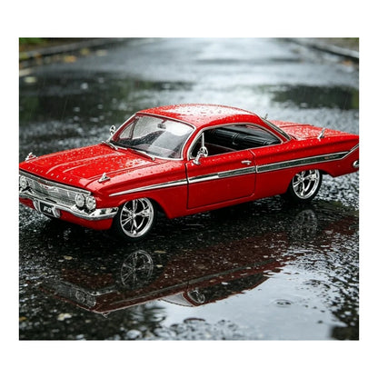 1:24 1961 Chevrolet Impala diecast model - red view