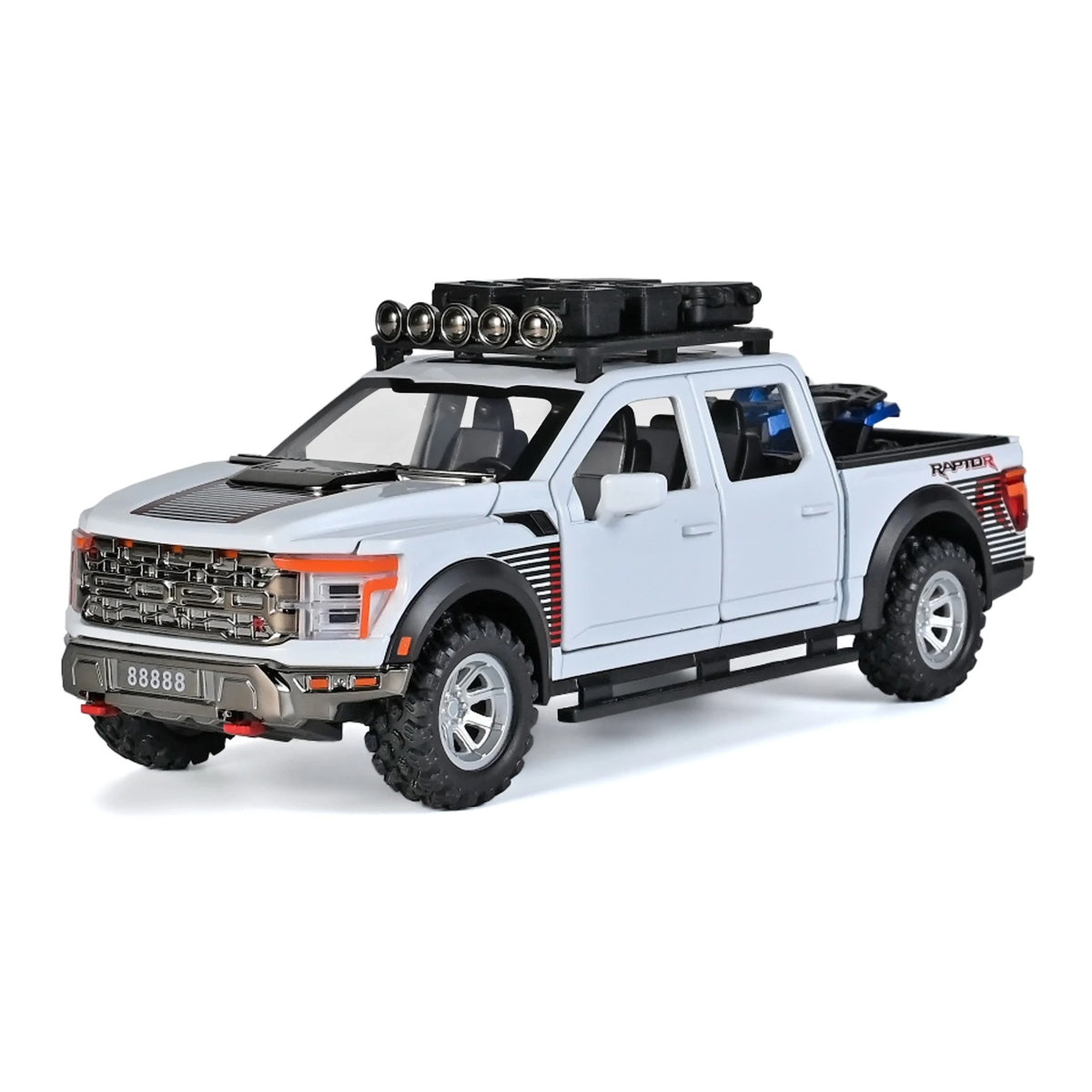 1:24 Ford F-150 Raptor diecast model - white view