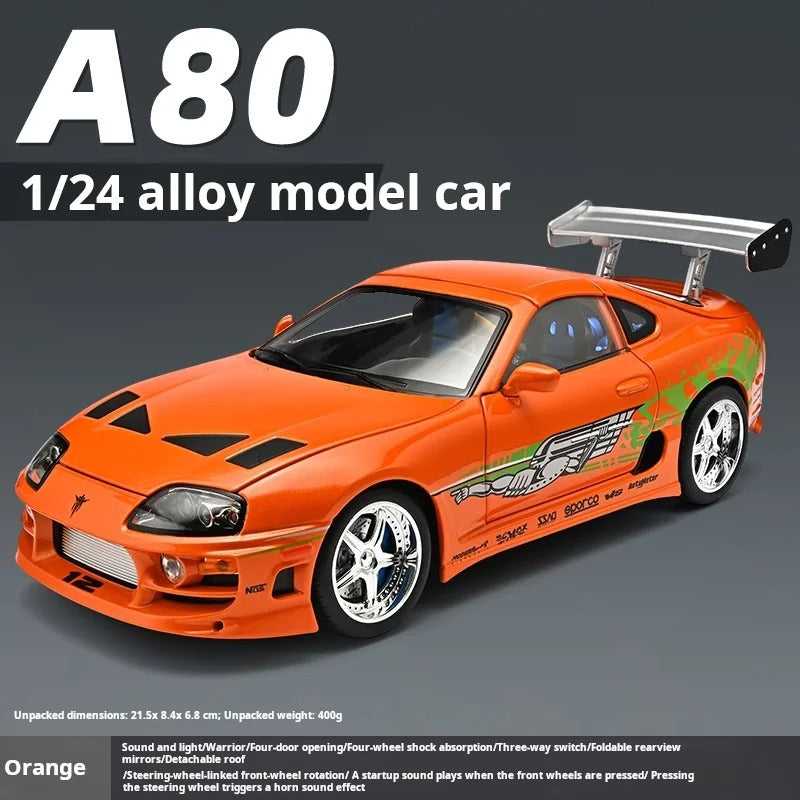 1:24 Toyota Supra A80 Diecast Model Car with Sound & Lights image 2