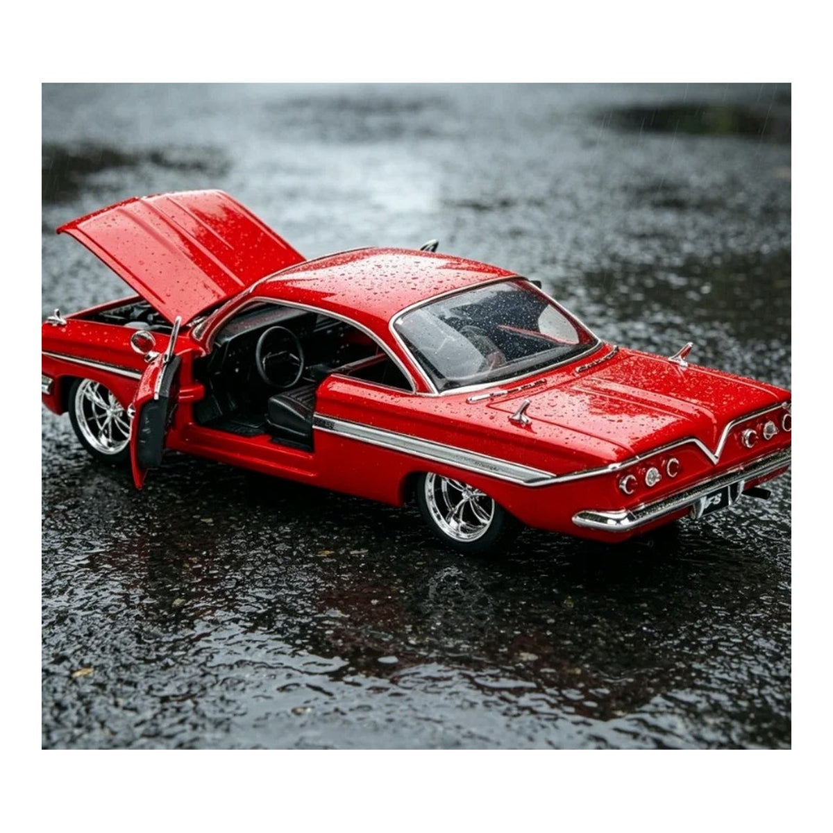 1:24 1961 Chevrolet Impala diecast model - rear opening view