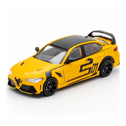 1:64 Alfa Romeo Giulia GTAm diecast model - yellow view