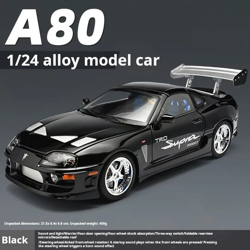 1:24 Toyota Supra A80 Diecast Model Car with Sound & Lights image 3