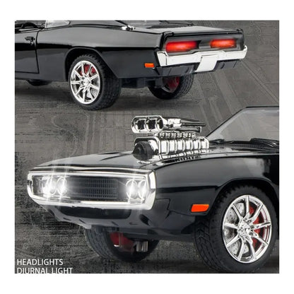 1:24 1970 Dodge Charger diecast model - lights view