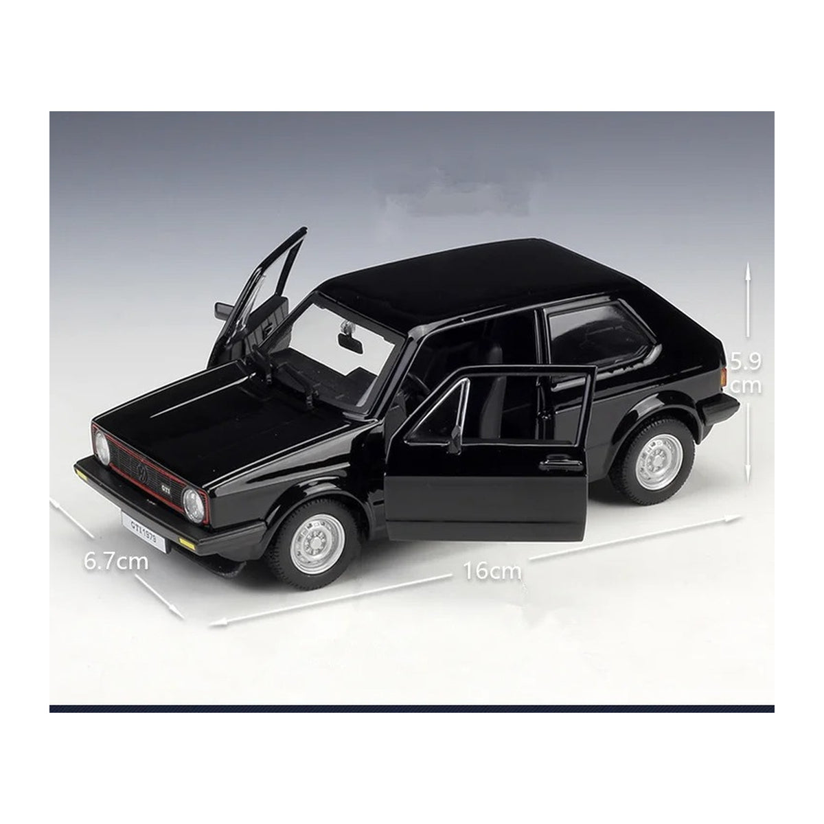 1:24 1979 Volkswagen Golf Mk1 GTI diecast model - black opening view