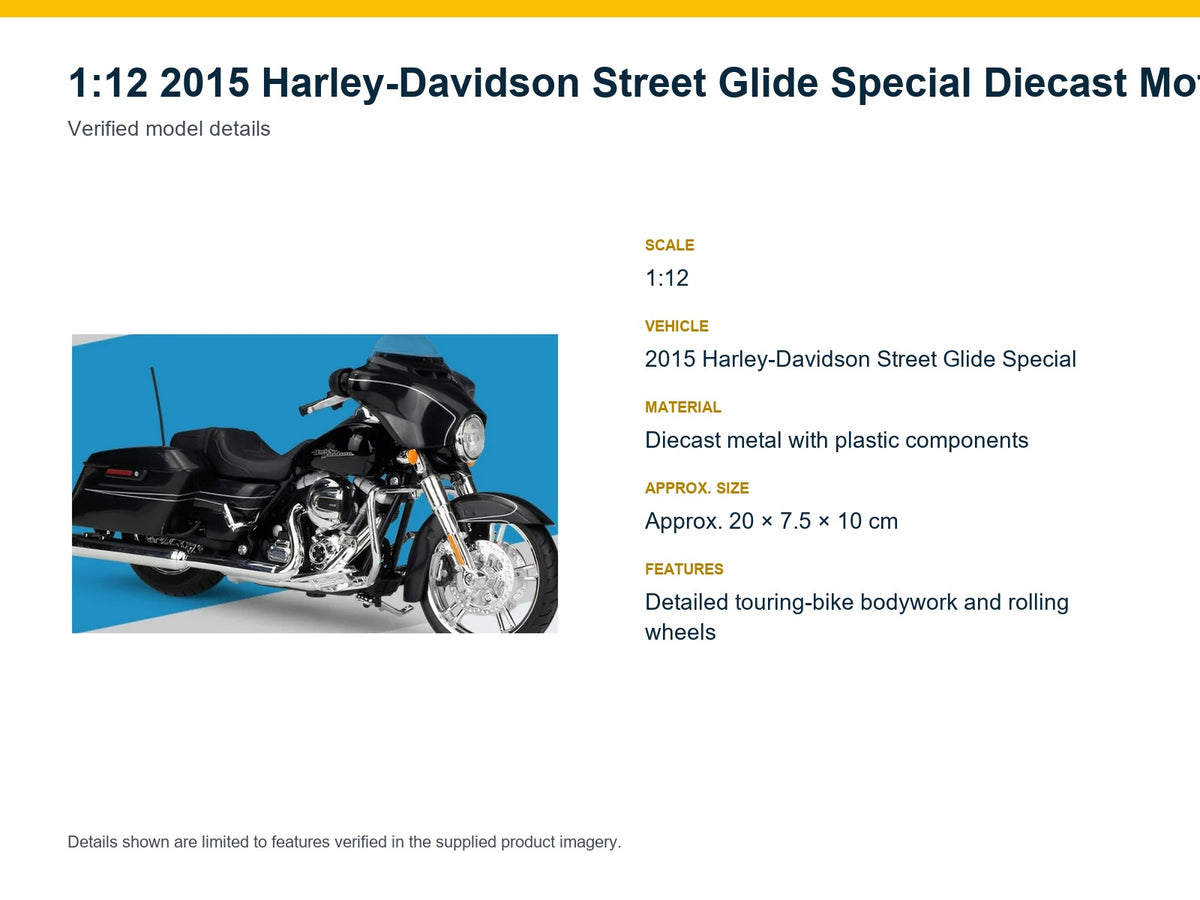 1:12 2015 Harley-Davidson Street Glide Special verified model details