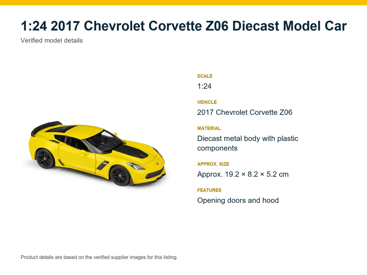 1:24 2017 Chevrolet Corvette Z06 verified model details