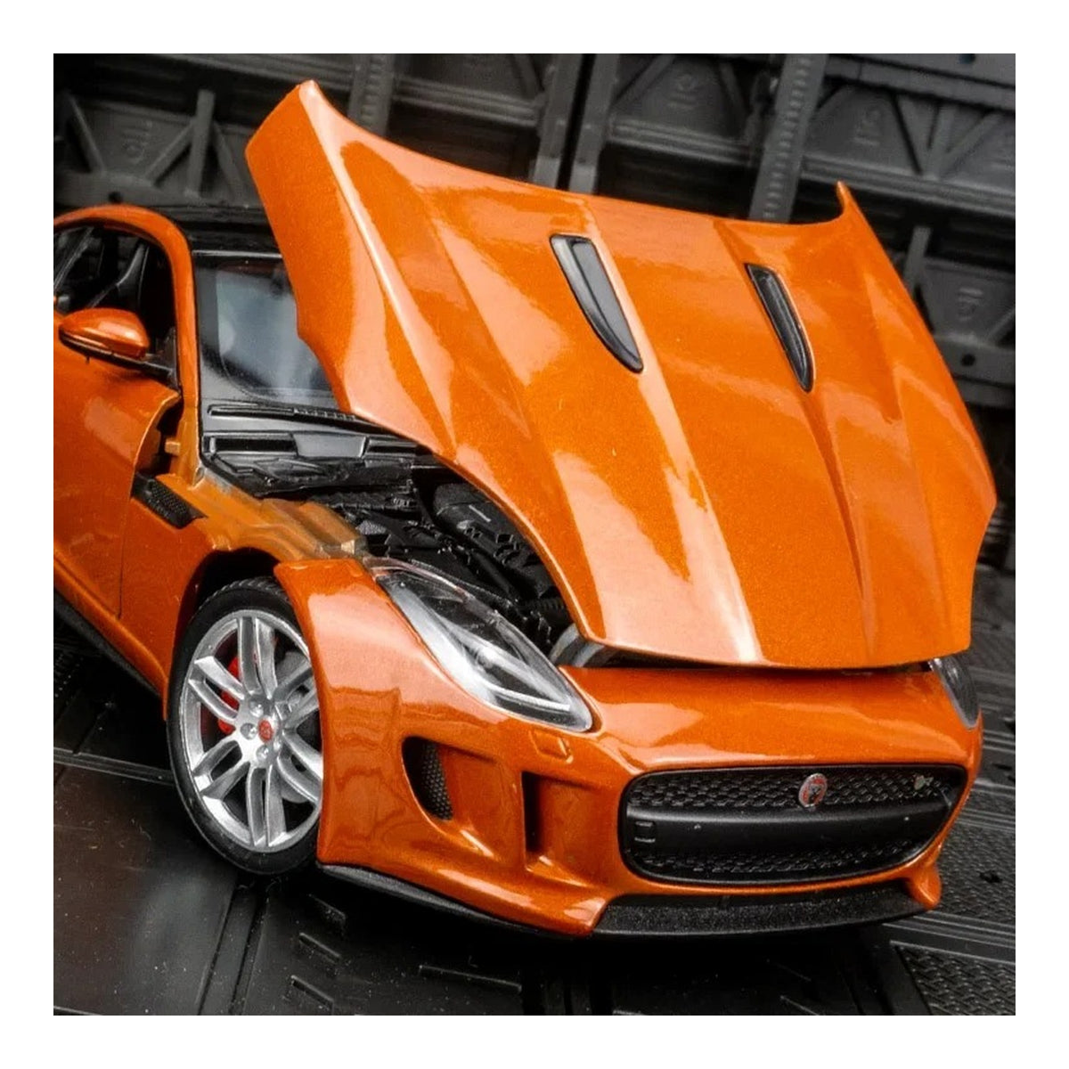 1:24 Jaguar F-Type Coupe diecast model - orange opening view