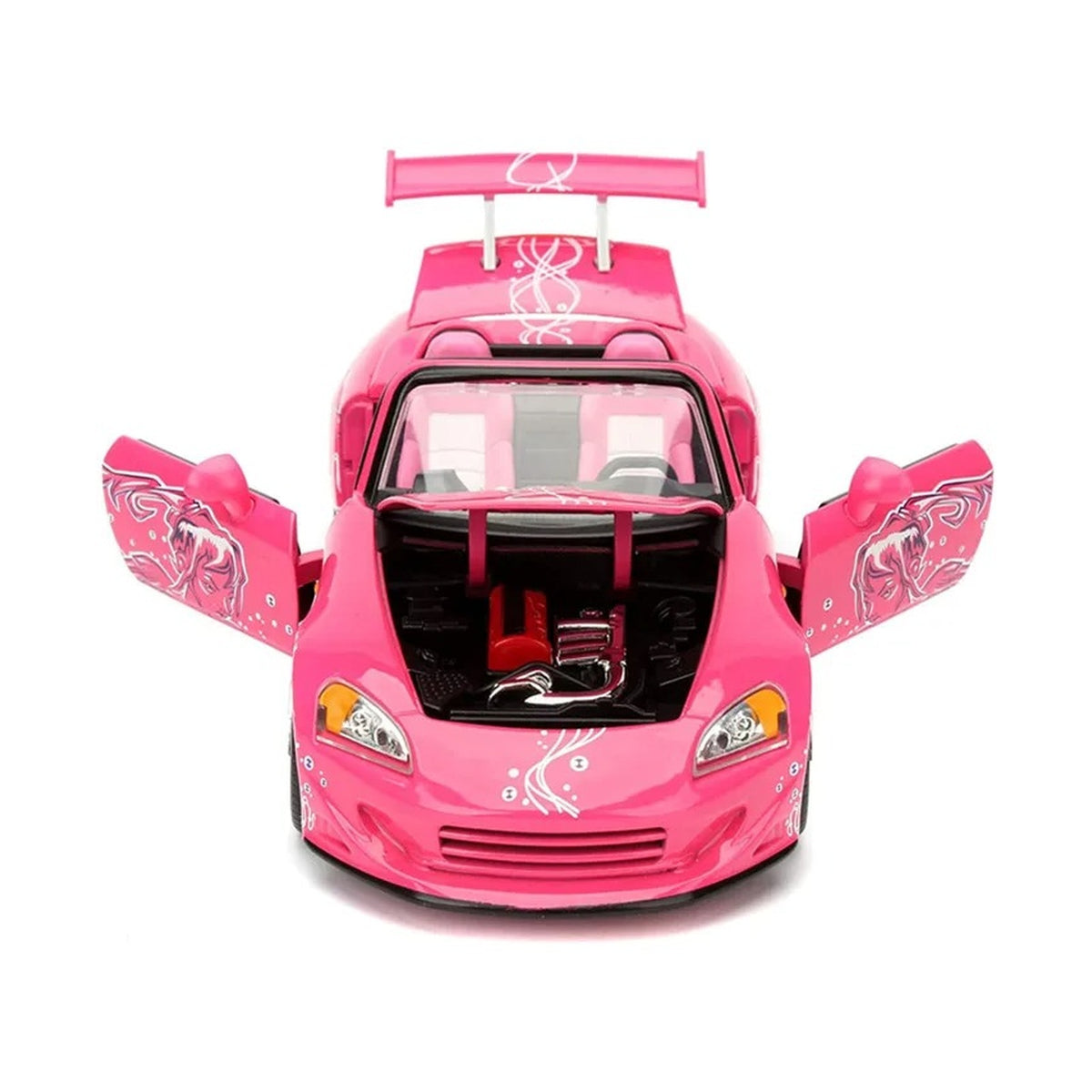 1:24 Modified Honda S2000 diecast model - pink open view