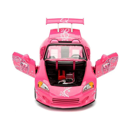 1:24 Modified Honda S2000 diecast model - pink open view