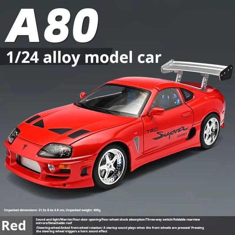 1:24 Toyota Supra A80 Diecast Model Car with Sound & Lights image 4