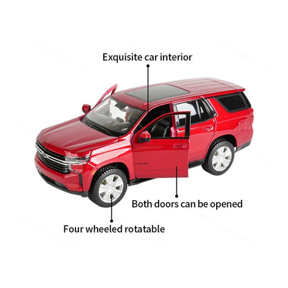 1:26 2021 Chevrolet Tahoe diecast model - red opening view