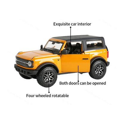 1:24 2021 Ford Bronco Badlands diecast model - orange opening view