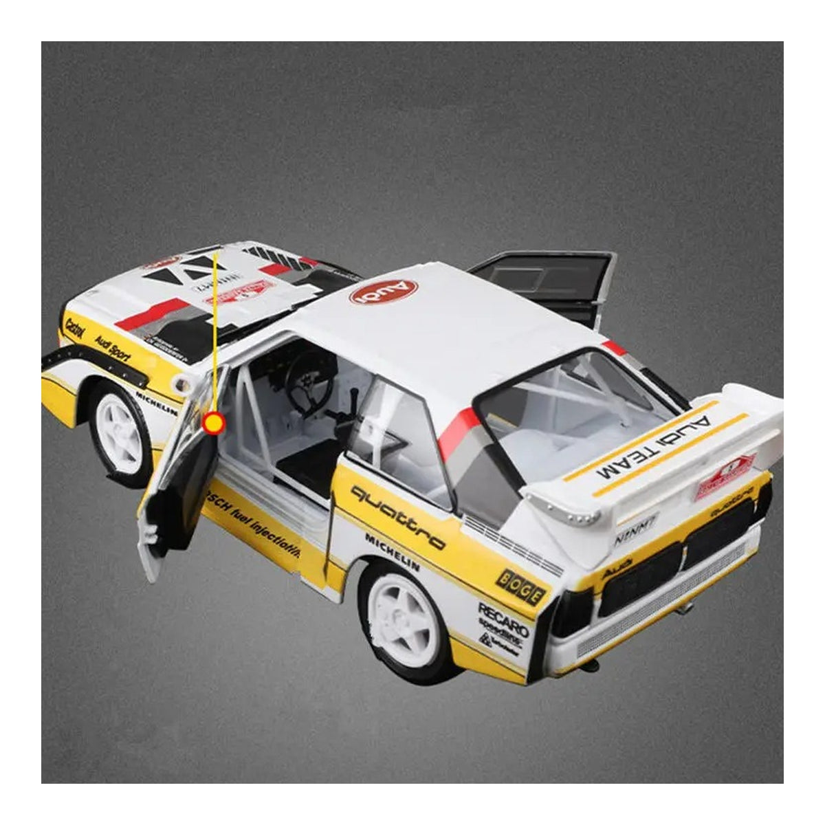 1:24 Audi Sport Quattro S1 E2 diecast model - rear opening view