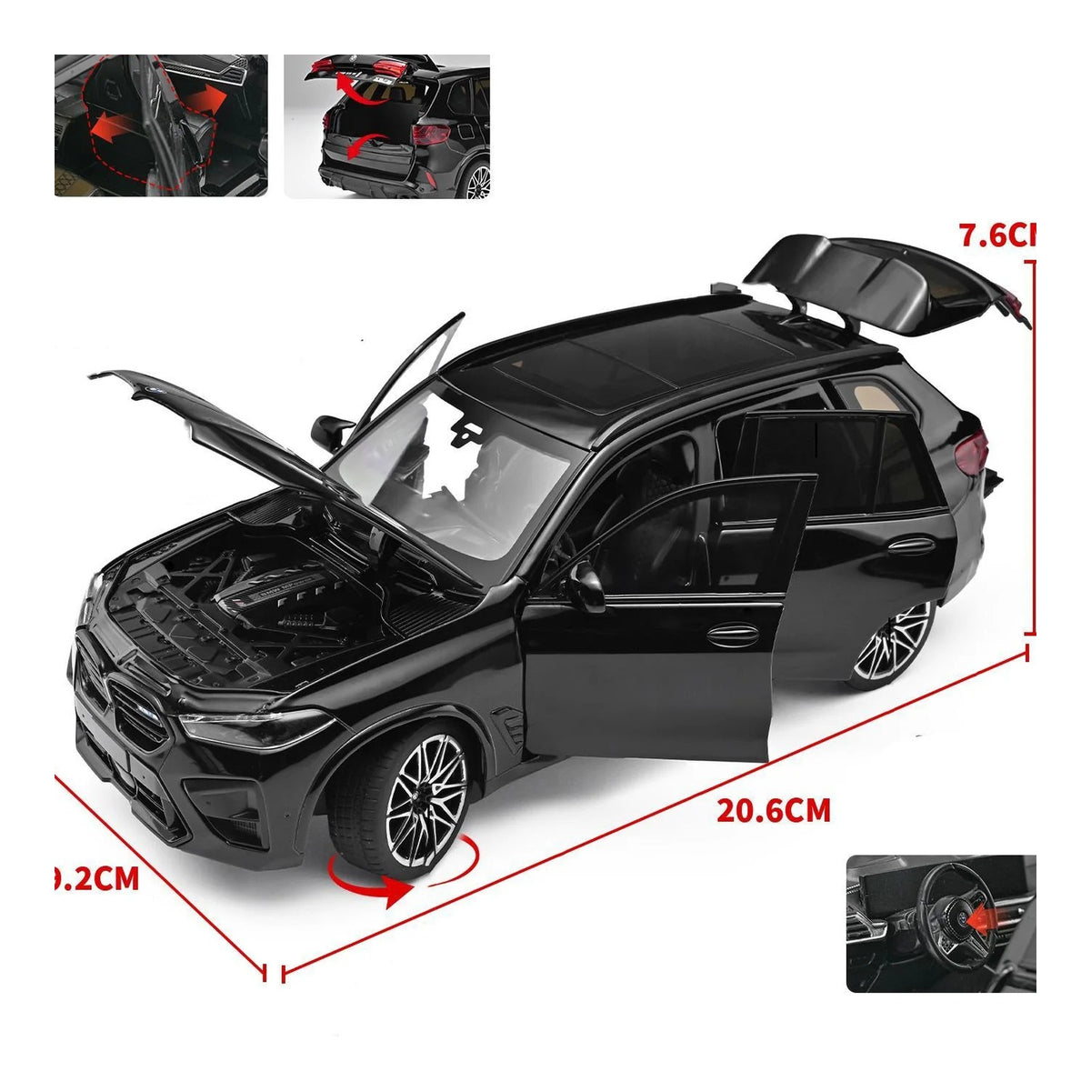 1:24 BMW X5 M diecast model - opening details view