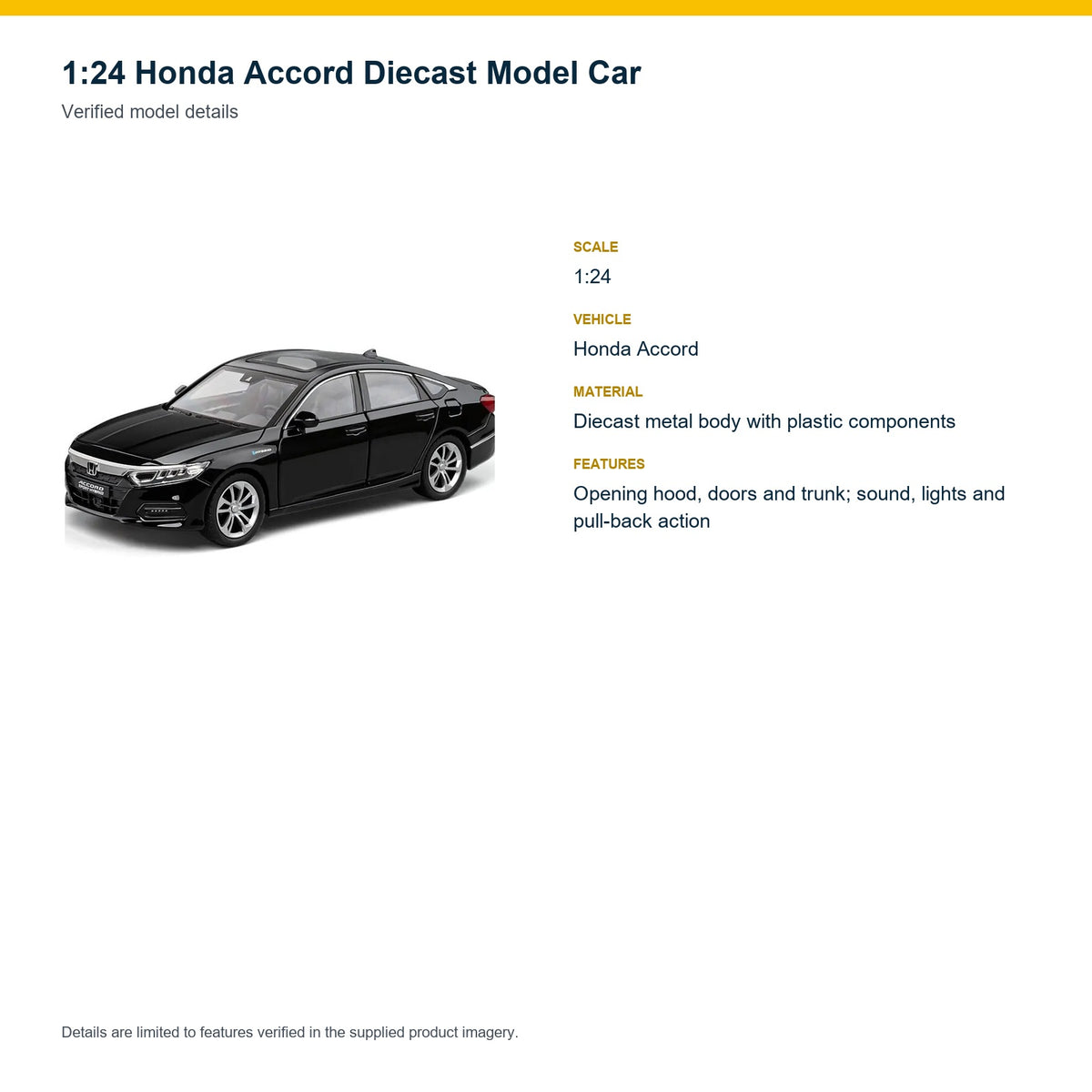 1:24 Honda Accord verified model details