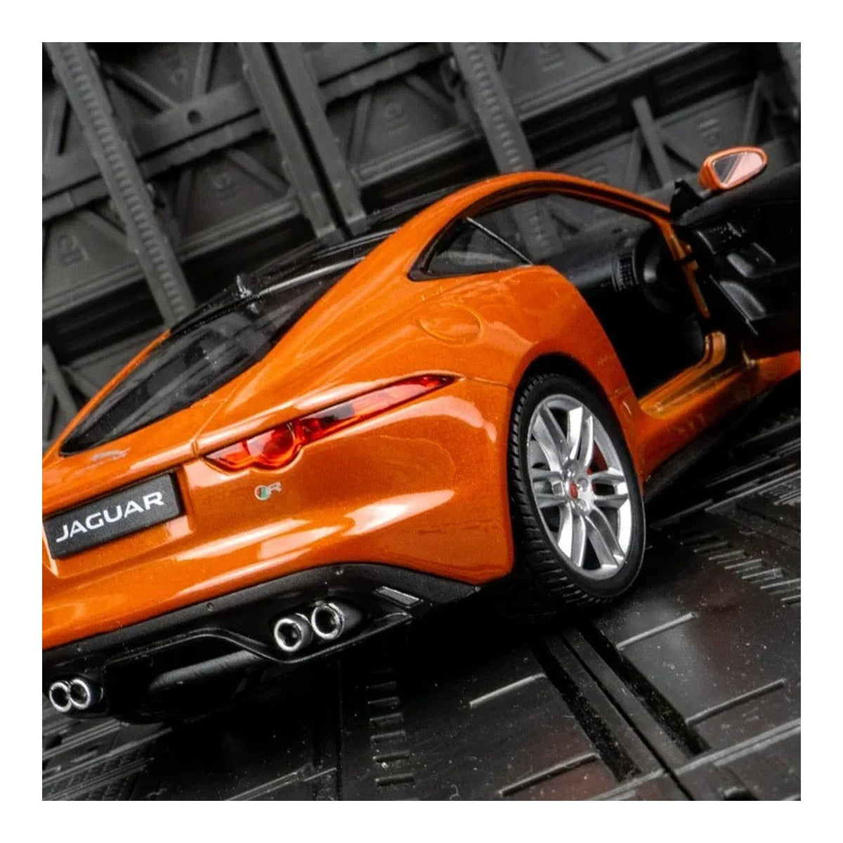 1:24 Jaguar F-Type Coupe diecast model - orange rear view