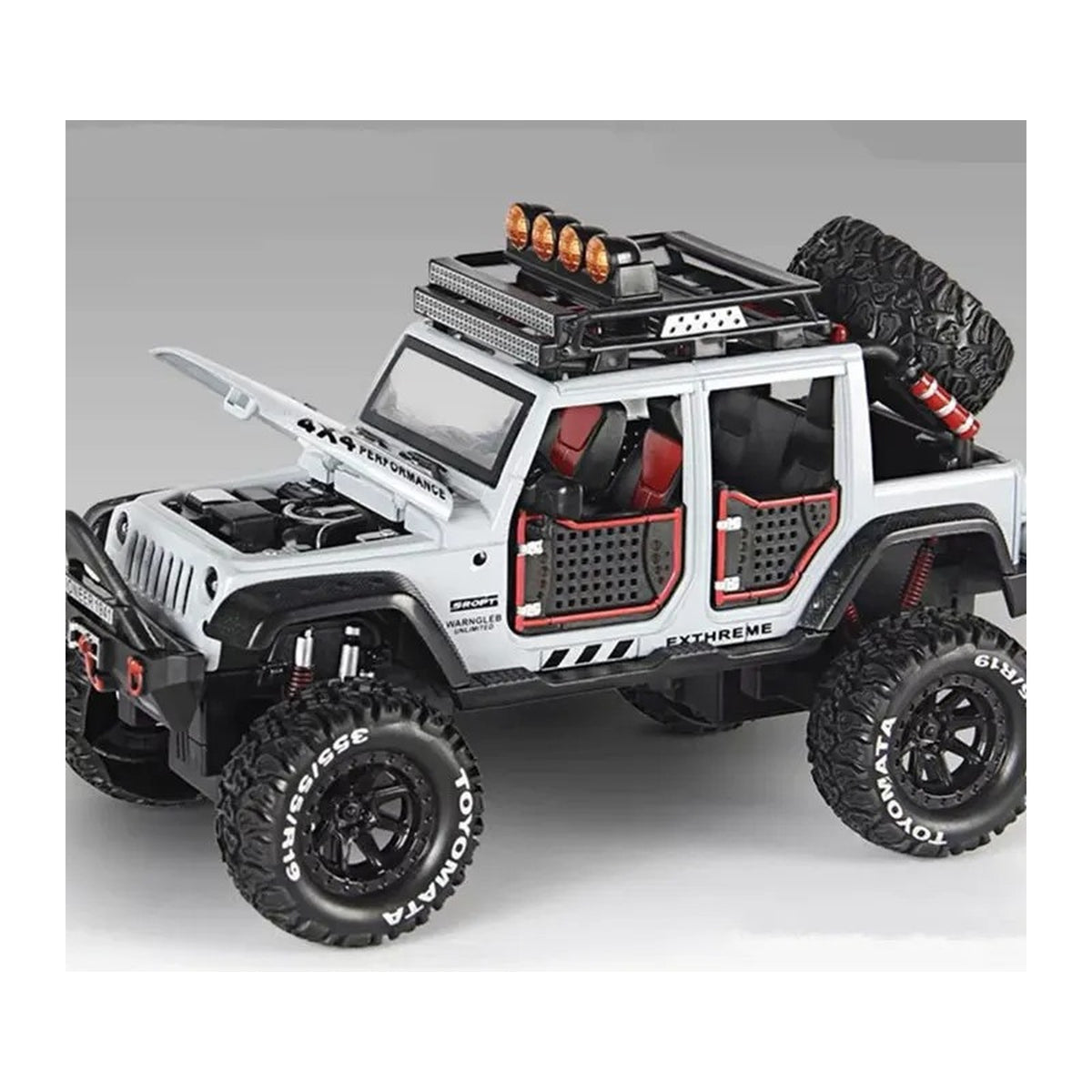 1:24 Jeep Wrangler Rubicon Off-Road diecast model - white view