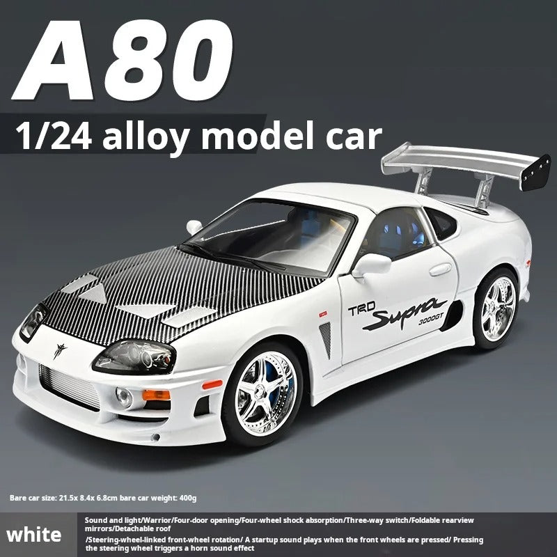 1:24 Toyota Supra A80 Diecast Model Car with Sound & Lights image 5
