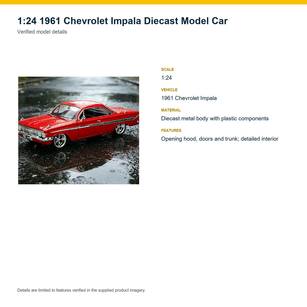 1:24 1961 Chevrolet Impala verified model details