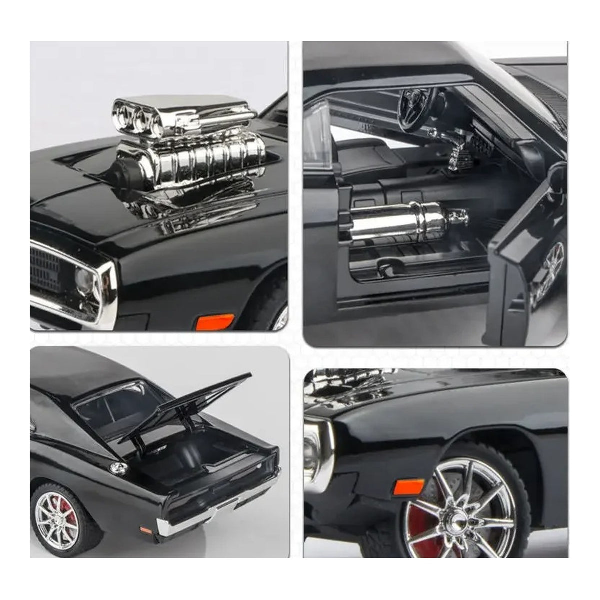 1:24 1970 Dodge Charger diecast model - opening details view