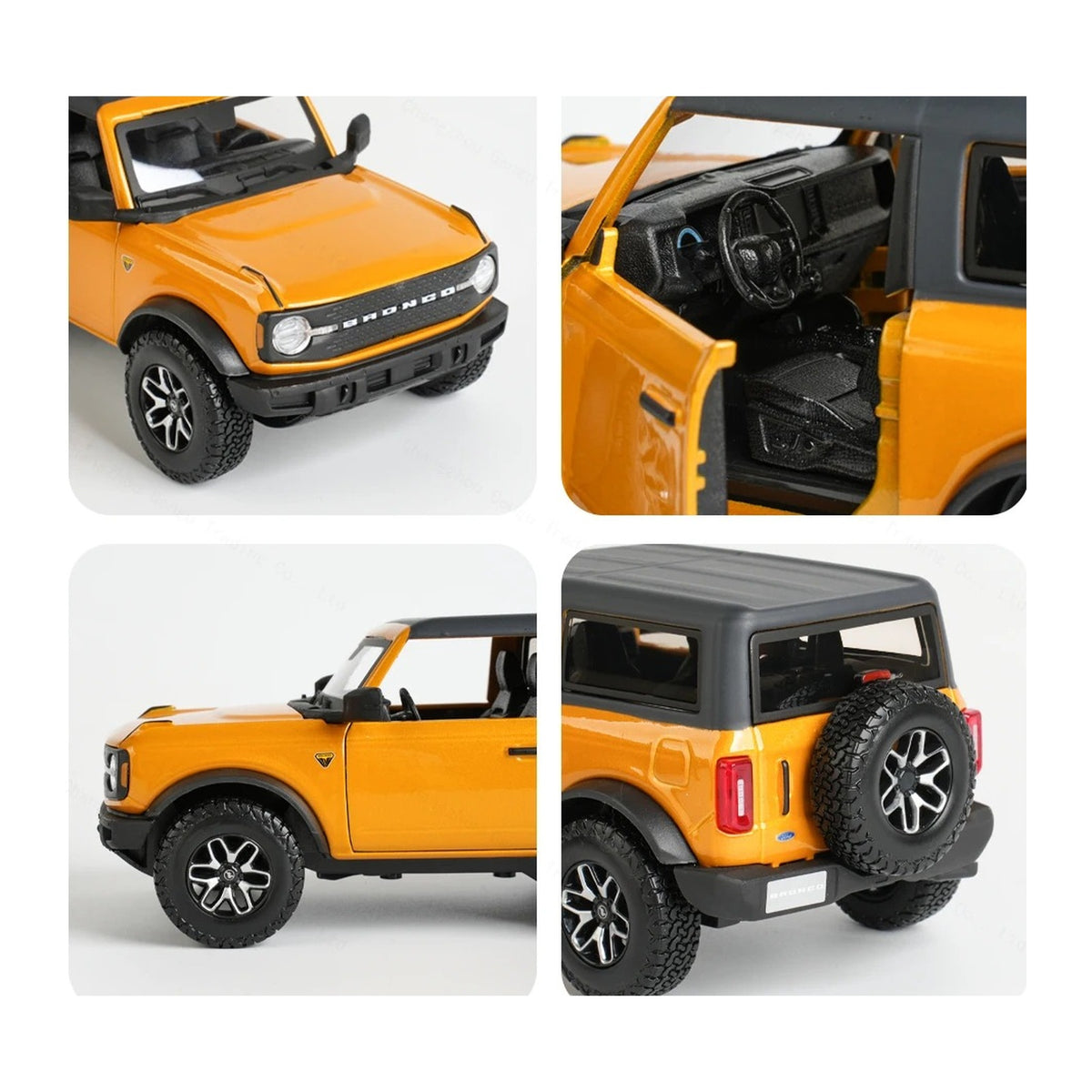 1:24 2021 Ford Bronco Badlands diecast model - orange details view