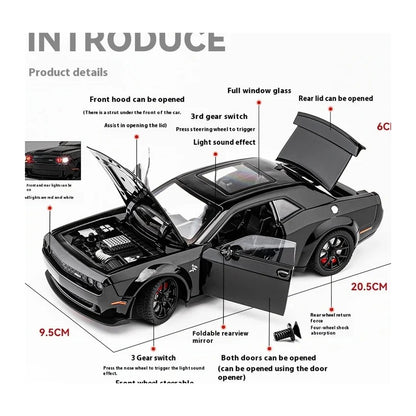 1:24 Dodge Challenger SRT Hellcat diecast model - opening details view
