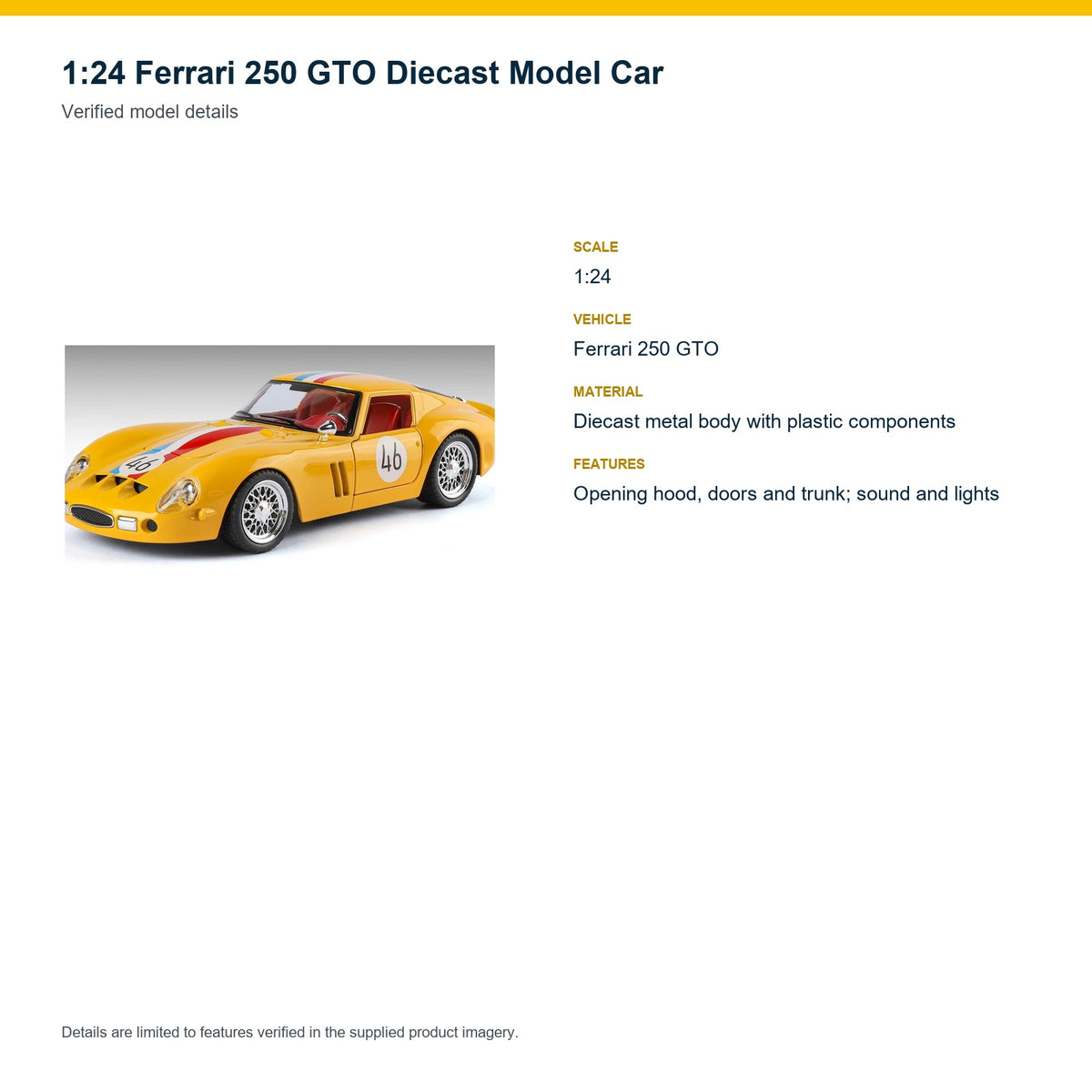 1:24 Ferrari 250 GTO verified model details