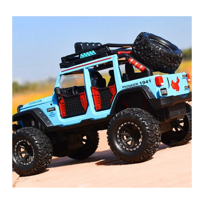 1:24 Jeep Wrangler Rubicon Off-Road diecast model - blue rear view