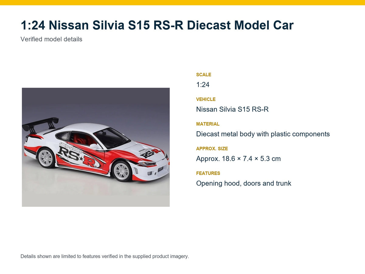 1:24 Nissan Silvia S15 RS-R verified model details