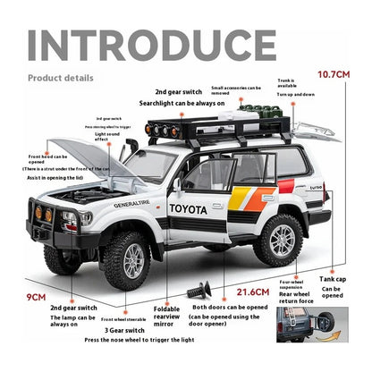 1:24 Toyota Land Cruiser LC80 diecast model - dimensions view