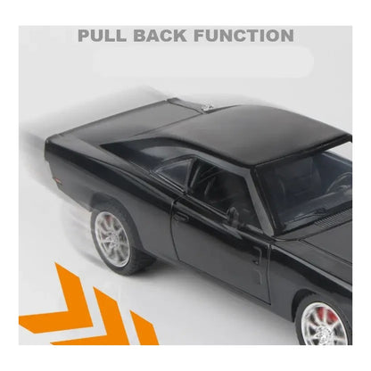 1:24 1970 Dodge Charger diecast model - pull back view