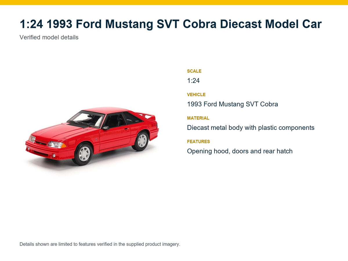 1:24 1993 Ford Mustang SVT Cobra verified model details