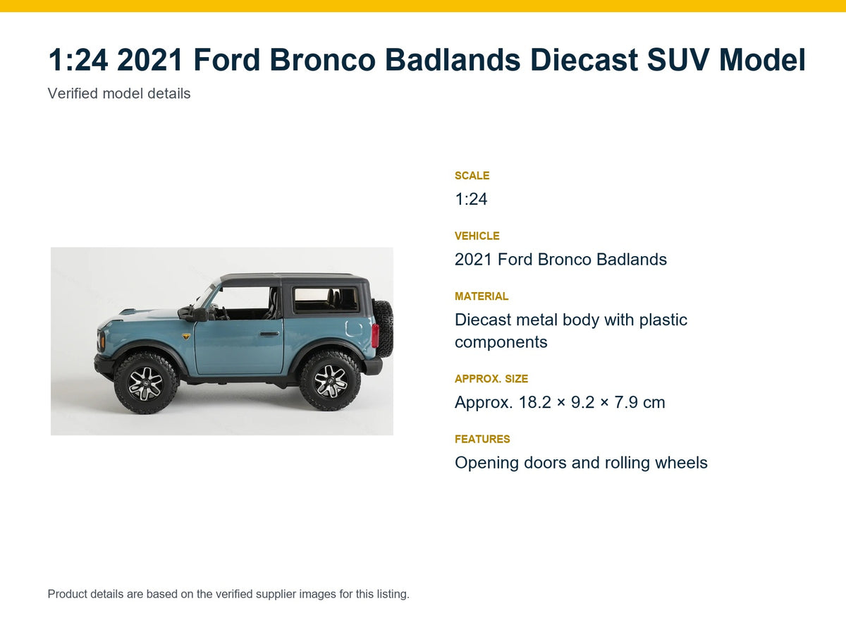 1:24 2021 Ford Bronco Badlands verified model details