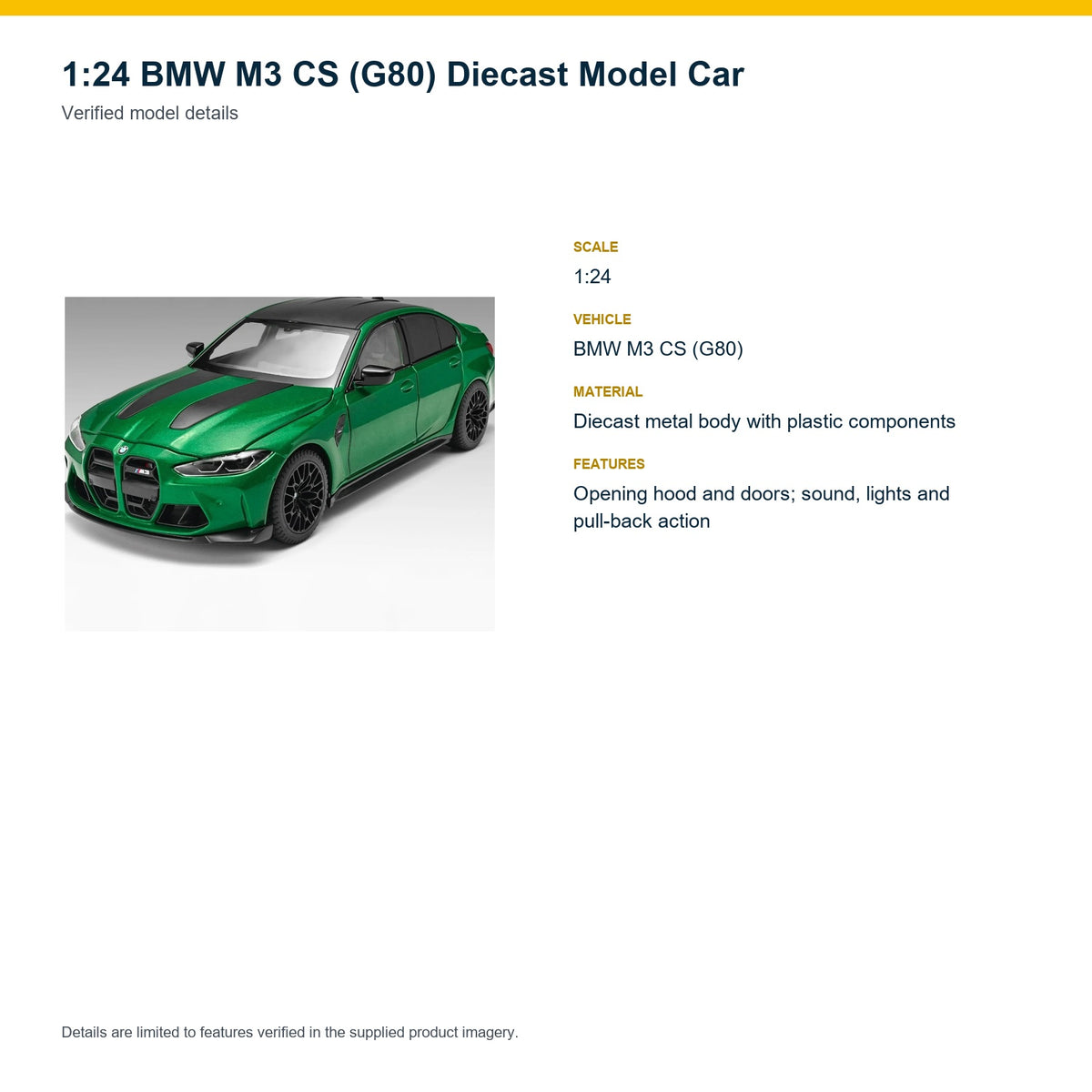 1:24 BMW M3 CS (G80) verified model details