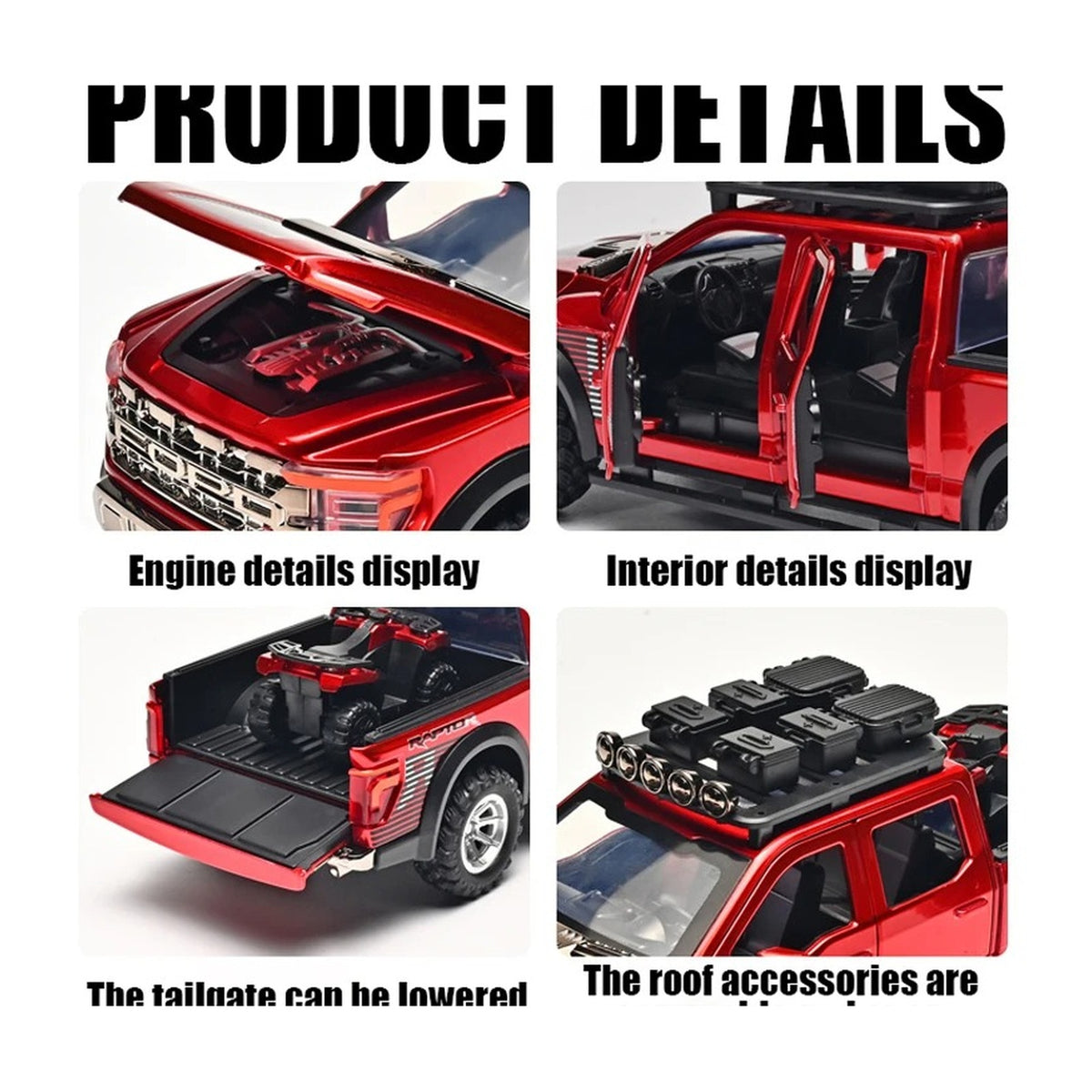 1:24 Ford F-150 Raptor diecast model - opening details view
