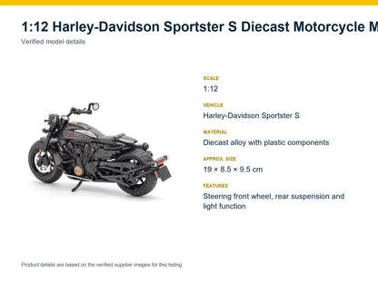1:12 Harley-Davidson Sportster S verified model details