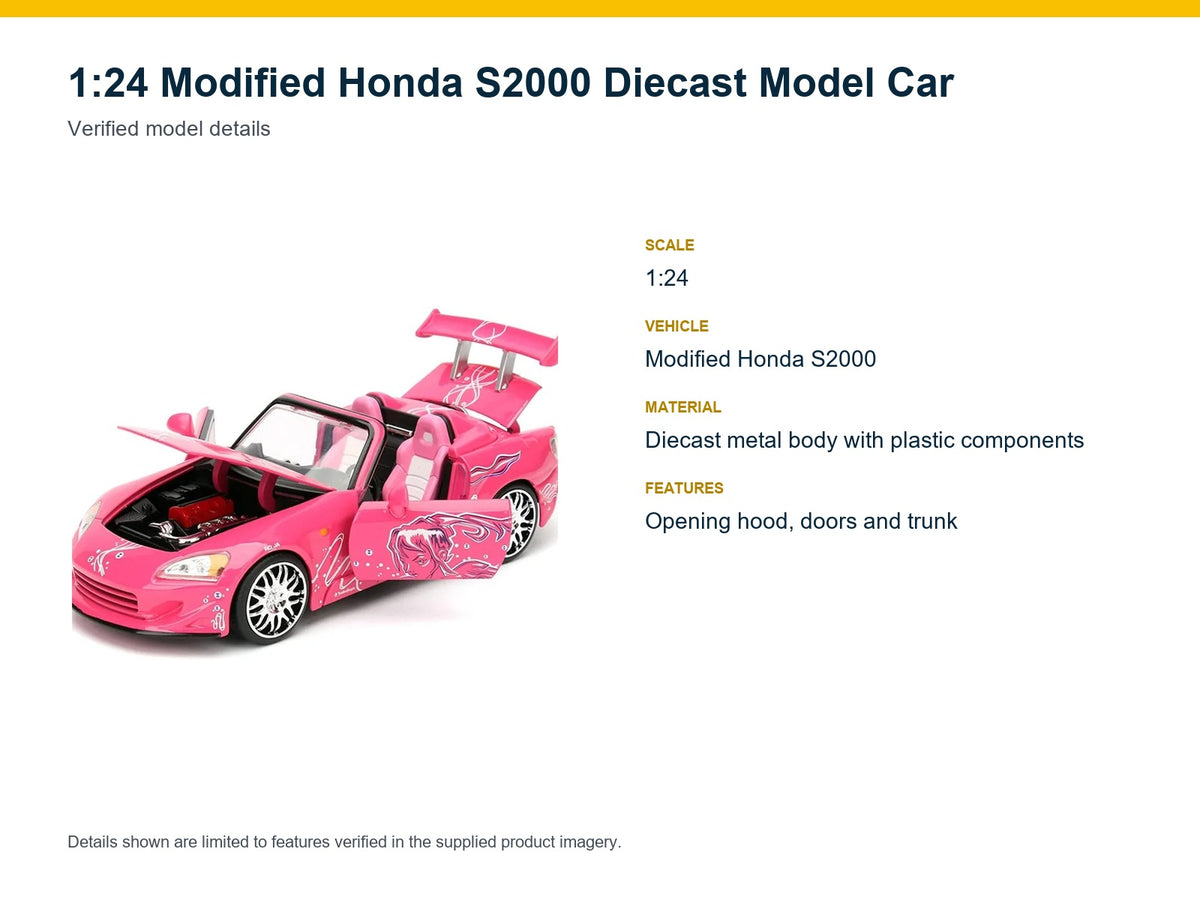 1:24 Modified Honda S2000 verified model details