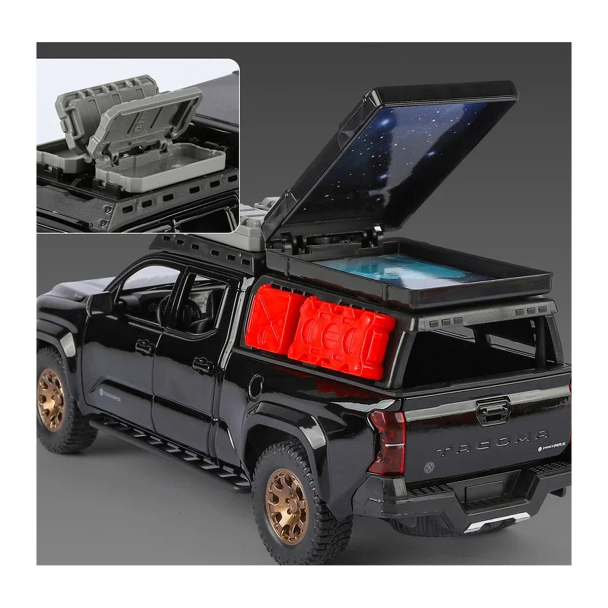 1:24 Toyota Tacoma Trailhunter diecast model - accessories view