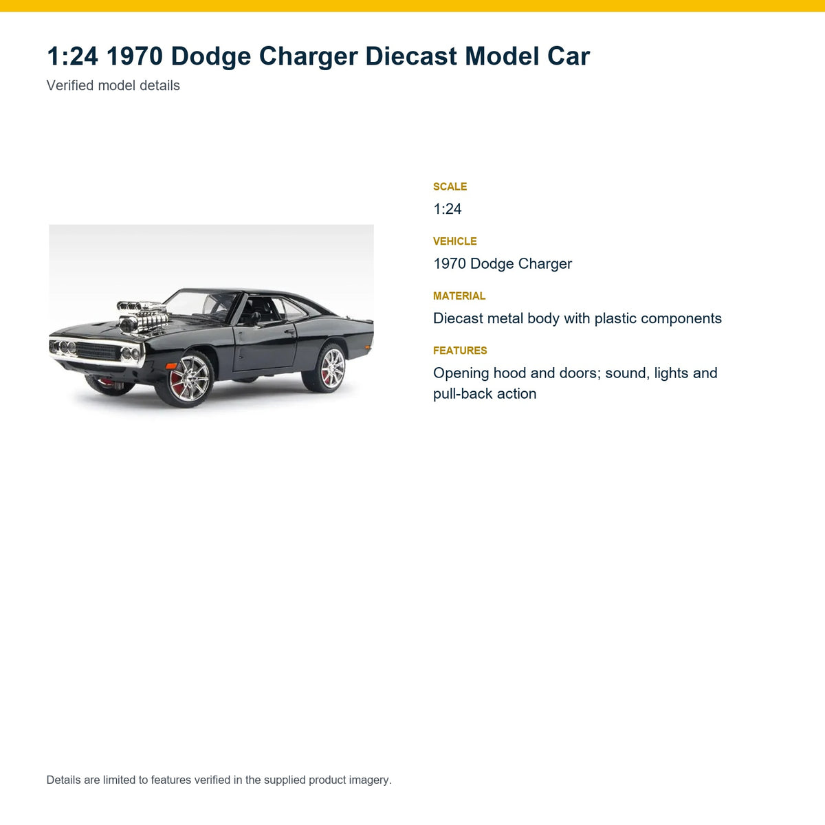 1:24 1970 Dodge Charger verified model details