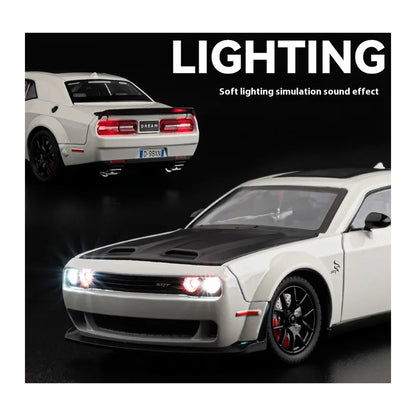 1:24 Dodge Challenger SRT Hellcat diecast model - lights view