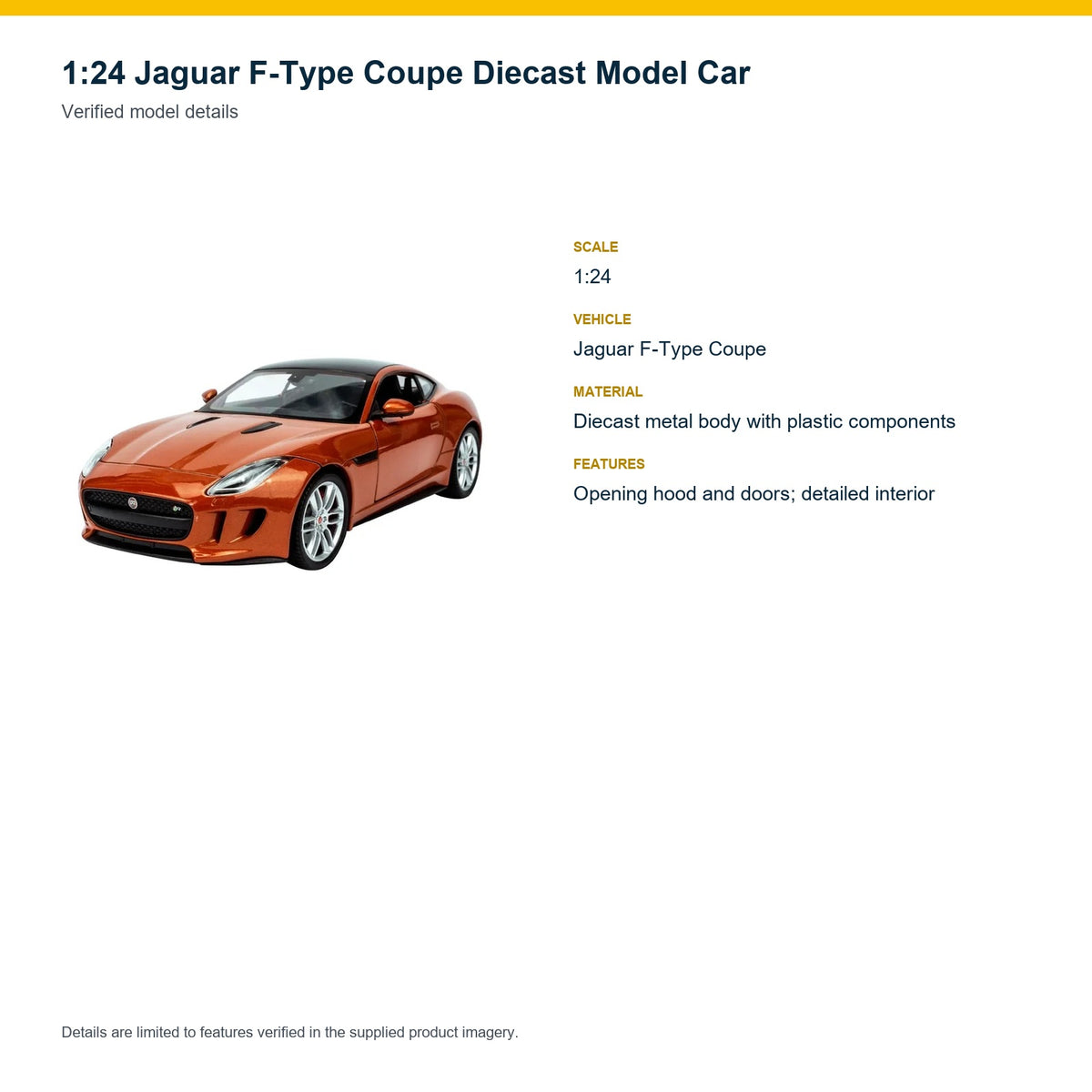 1:24 Jaguar F-Type Coupe verified model details