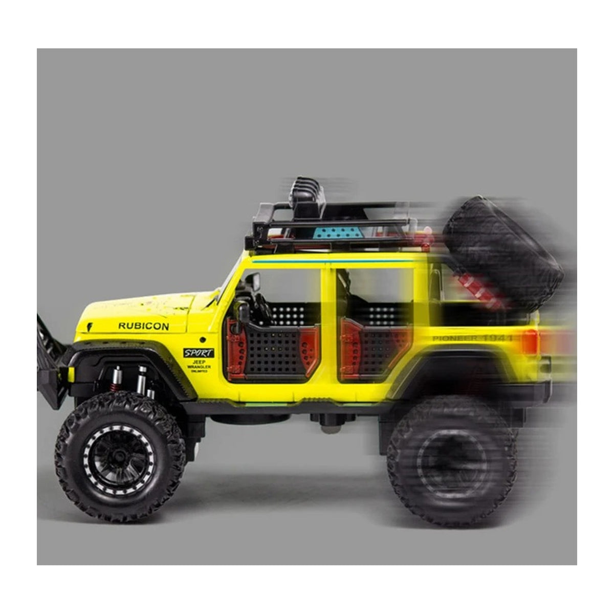 1:24 Jeep Wrangler Rubicon Off-Road diecast model - pull back view