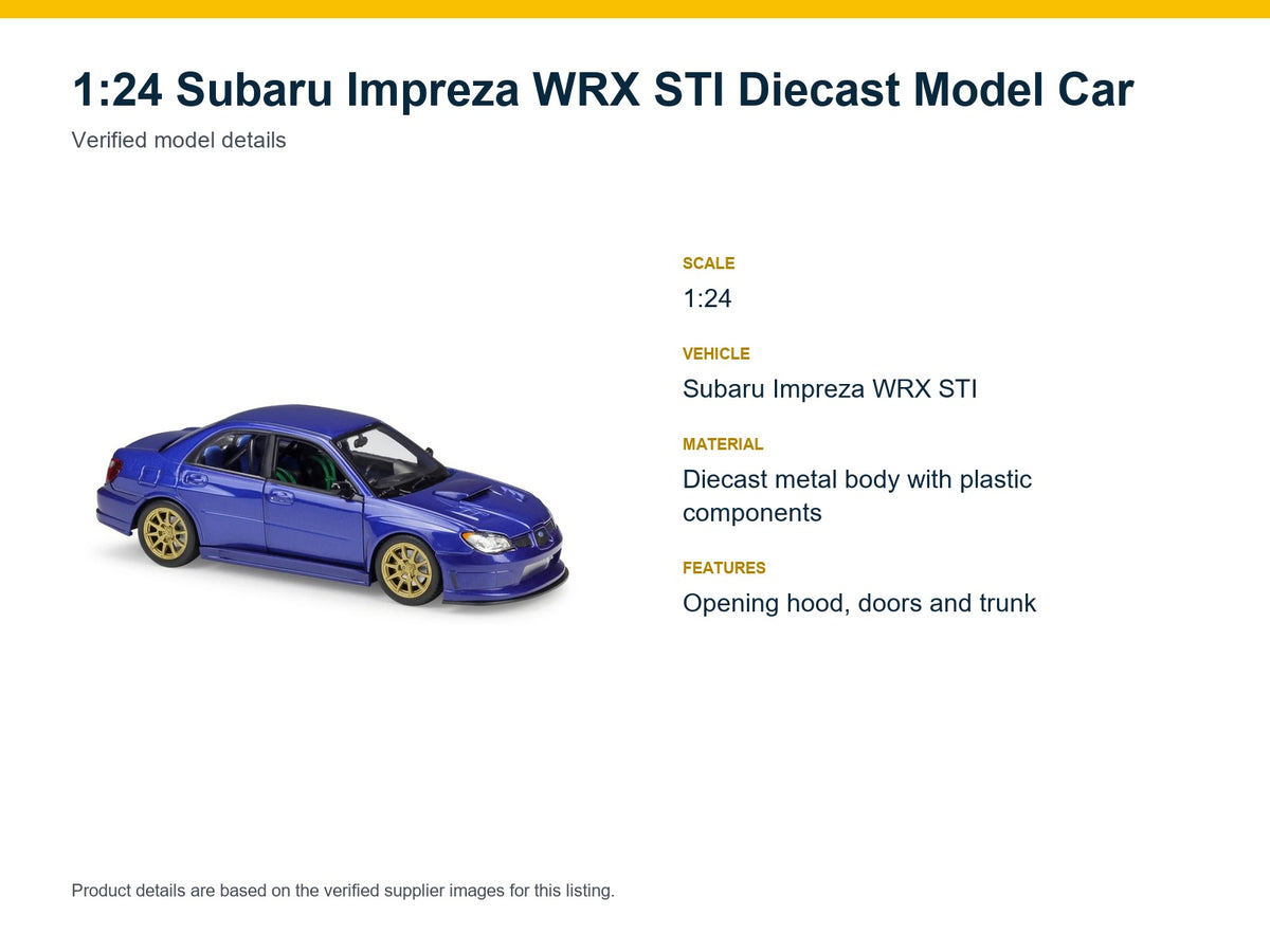 1:24 Subaru Impreza WRX STI verified model details