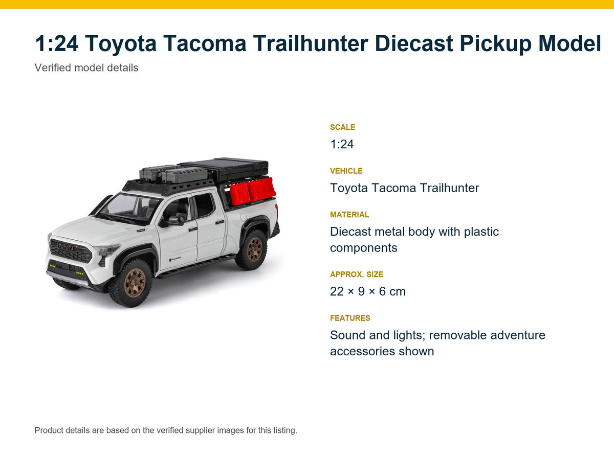1:24 Toyota Tacoma Trailhunter verified model details