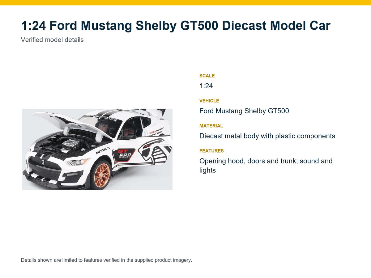1:24 Ford Mustang Shelby GT500 verified model details
