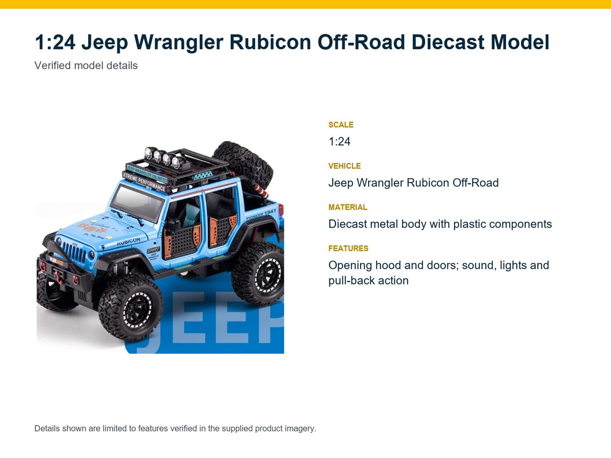 1:24 Jeep Wrangler Rubicon Off-Road verified model details