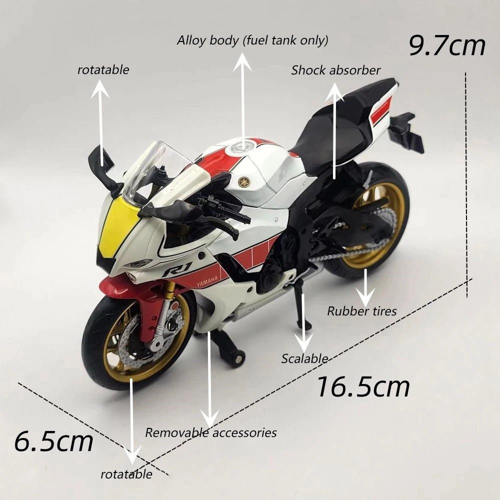 1/12 Scale Yamaha YZF - R1M Die - cast Motorcycle Model - FunCarScale